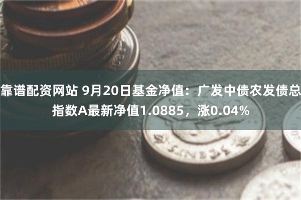 靠谱配资网站 9月20日基金净值：广发中债农发债总指数A最新净值1.0885，涨0.04%