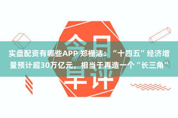 实盘配资有哪些APP 郑栅洁：“十四五”经济增量预计超30万亿元，相当于再造一个“长三角”